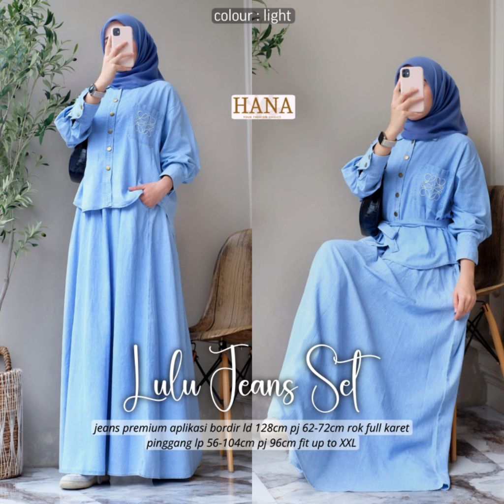 GAMIS JEANS APLIKASI BORDIR/GAMIS LEVIS PREMIUM