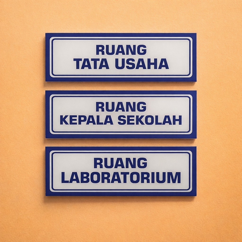 Plang Papan Nama Ruang Akrilik Sekolah Minimalis, Ruang UKS, Tata Usaha, Ruang Guru, untuk Sekolah