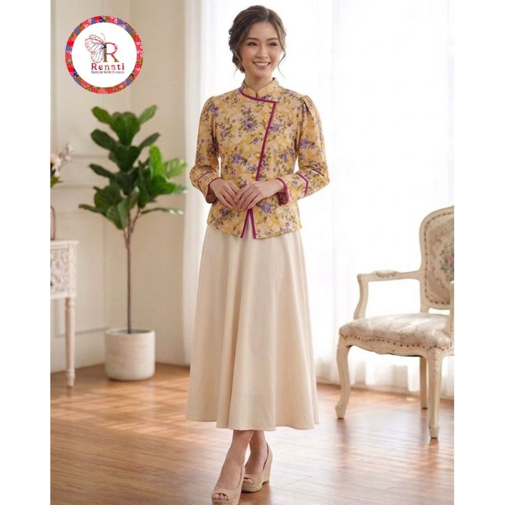 Kebaya Bunga, Atasan Batik Perca Wanita Elegan - Model Batik Modern Kondangan