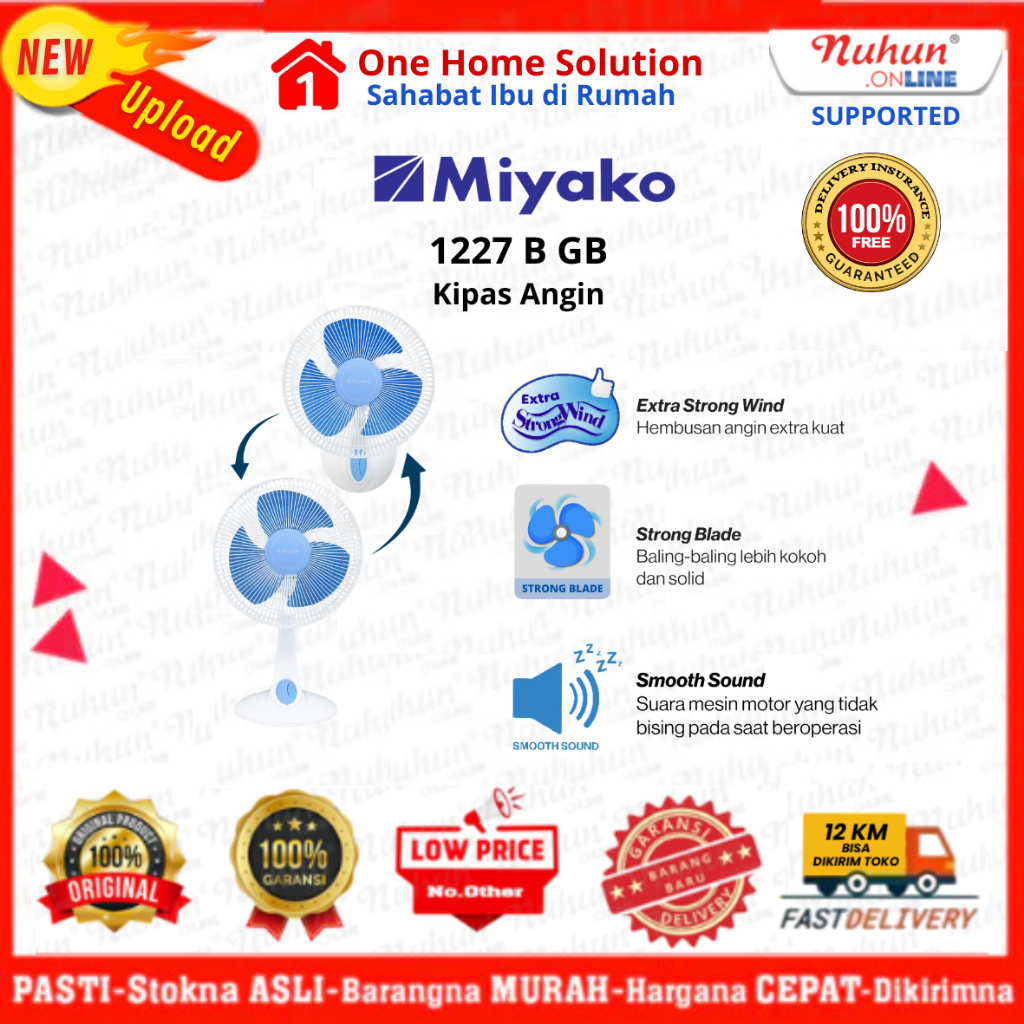 Miyako Kipas Angin GB-1227 B / 1227B GB Desk Fan Original Berkualitas