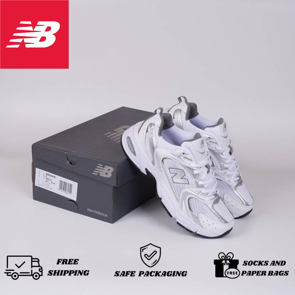 Sepatu New Balance 530 White Silver Metalic Original Pria Wanita NB 530 Premium Sneakers Import
