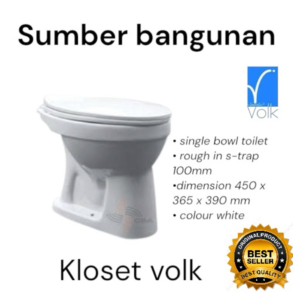 Volk - Closet Kloset Toilet Duduk Siram Manual WC Volk Clematis C509 One Piece Monoblok Oulu Toto