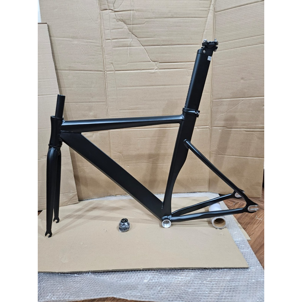 Frameset Sepeda Fixie Gray F15 Hitam Polos Aero Full Alloy