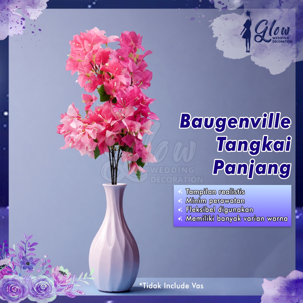 Bougenville Artificial Tangkai Panjang Tanaman Hias Anti Layu Premium | Dekorasi Serbaguna Artificia