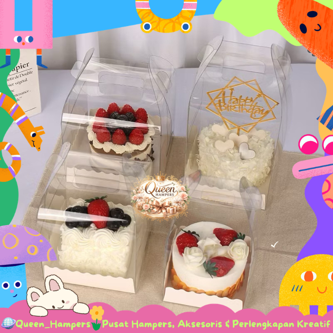 Box Mika Kotak Handle 15 x15 Box Mika Cake Gable 12 x 12 Kotak Kue Mika 13x13 QH
