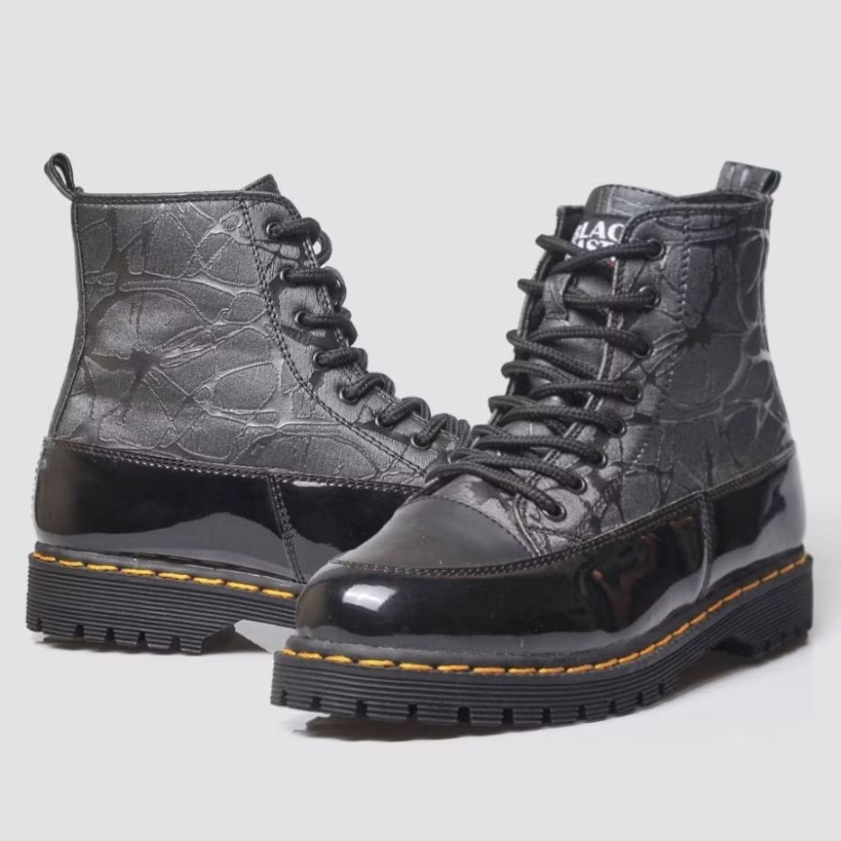 Sepatu Docmart Boots Tinggi Pria 8 Hole Hitam - Blackmaster