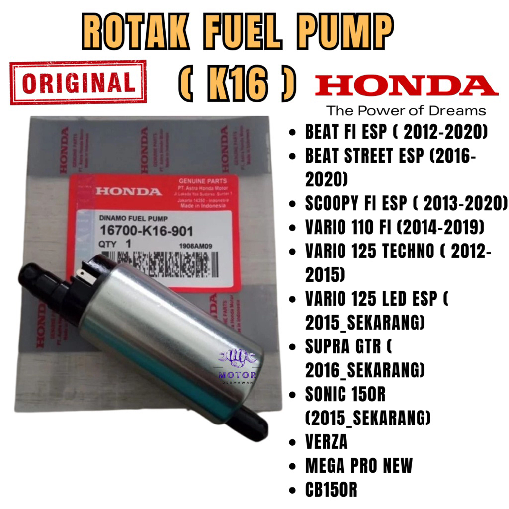 16700-K16-305 ORIGINAL Rotak Dinamo Fuel Pump Injeksi K16 Honda Beat FI Beat FI ESP Scoopy FI Spacy 