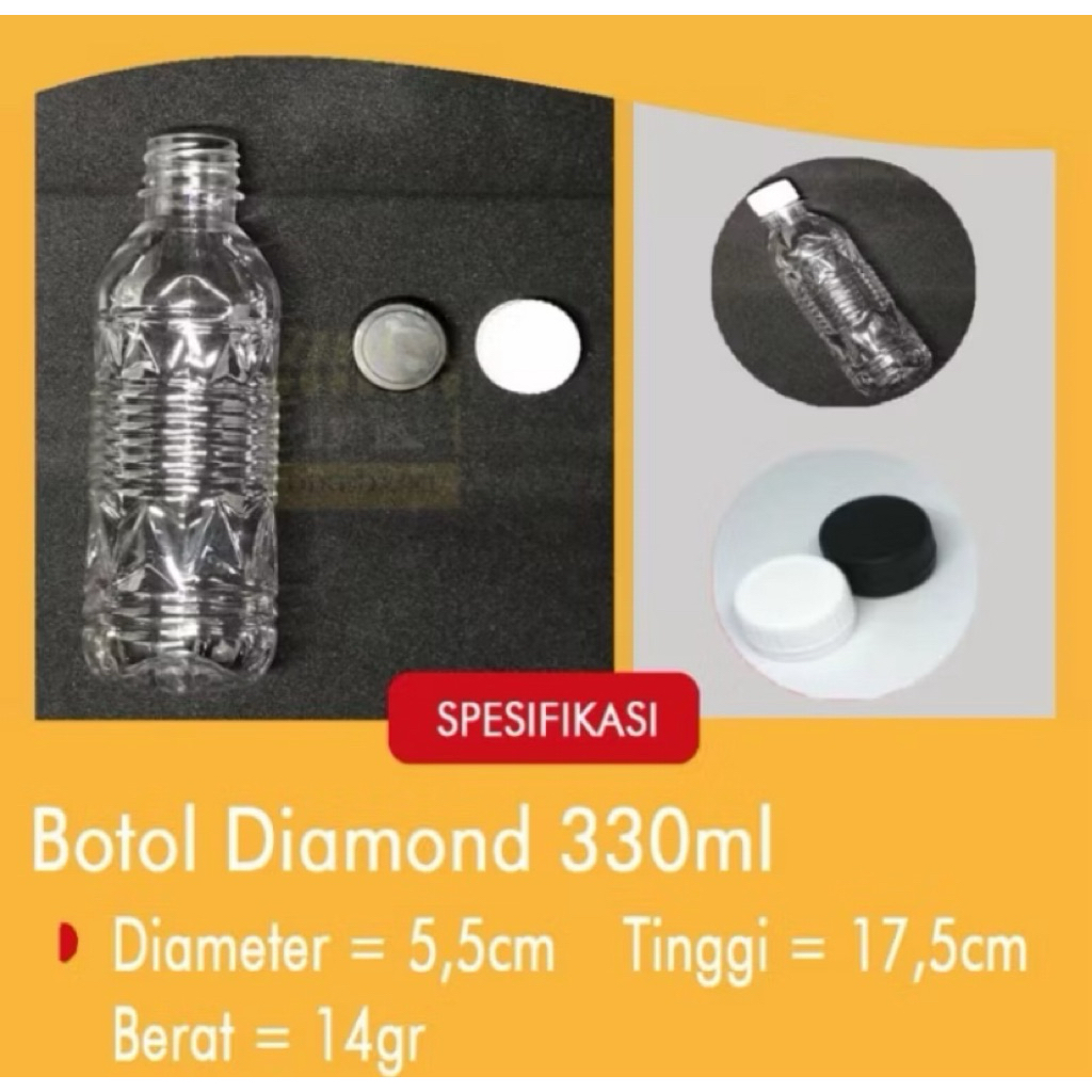 Botol plastik 330 ml LUSIN / Botol Diamond 330ml / BOTOL 330ML MURAH / Botol Jus / Botol Yogurt(12PC