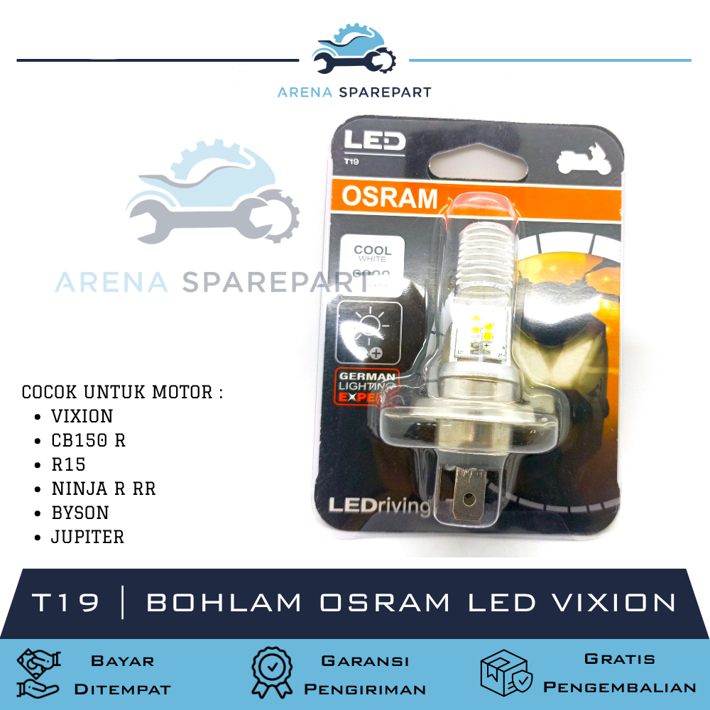 T19 BOHLAM OSRAM LAMPU LED DEPAN OSRAM LED PUTIH SUPER TERANG MOTOR VIXION / CB150 R / NINJA RR R