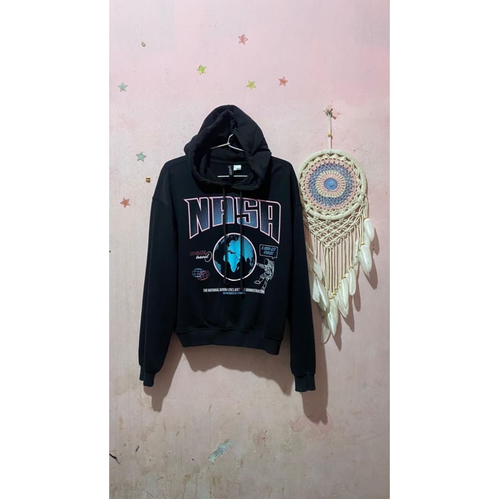 preloved hoodie crewneck hnm nasa black hitam original