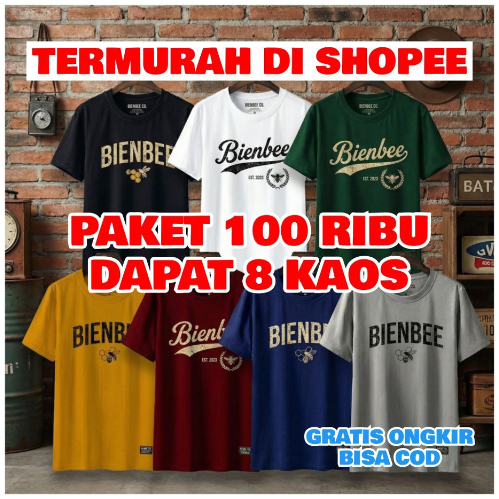 100 ribu dapat 8 pcs kaos  motif distro keren masa kini / baju kaos pria