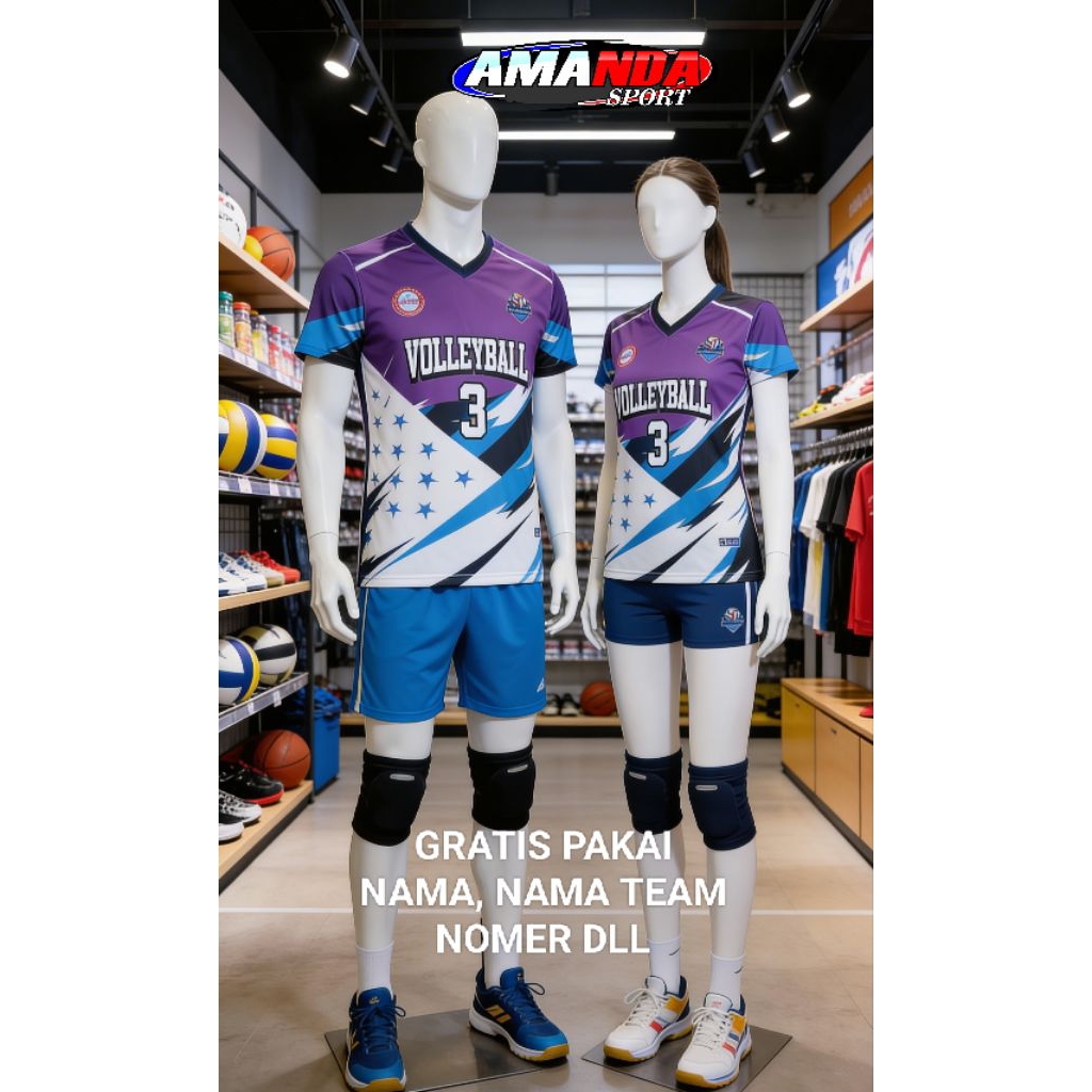 Jersey voli cewek cowok costum nama
