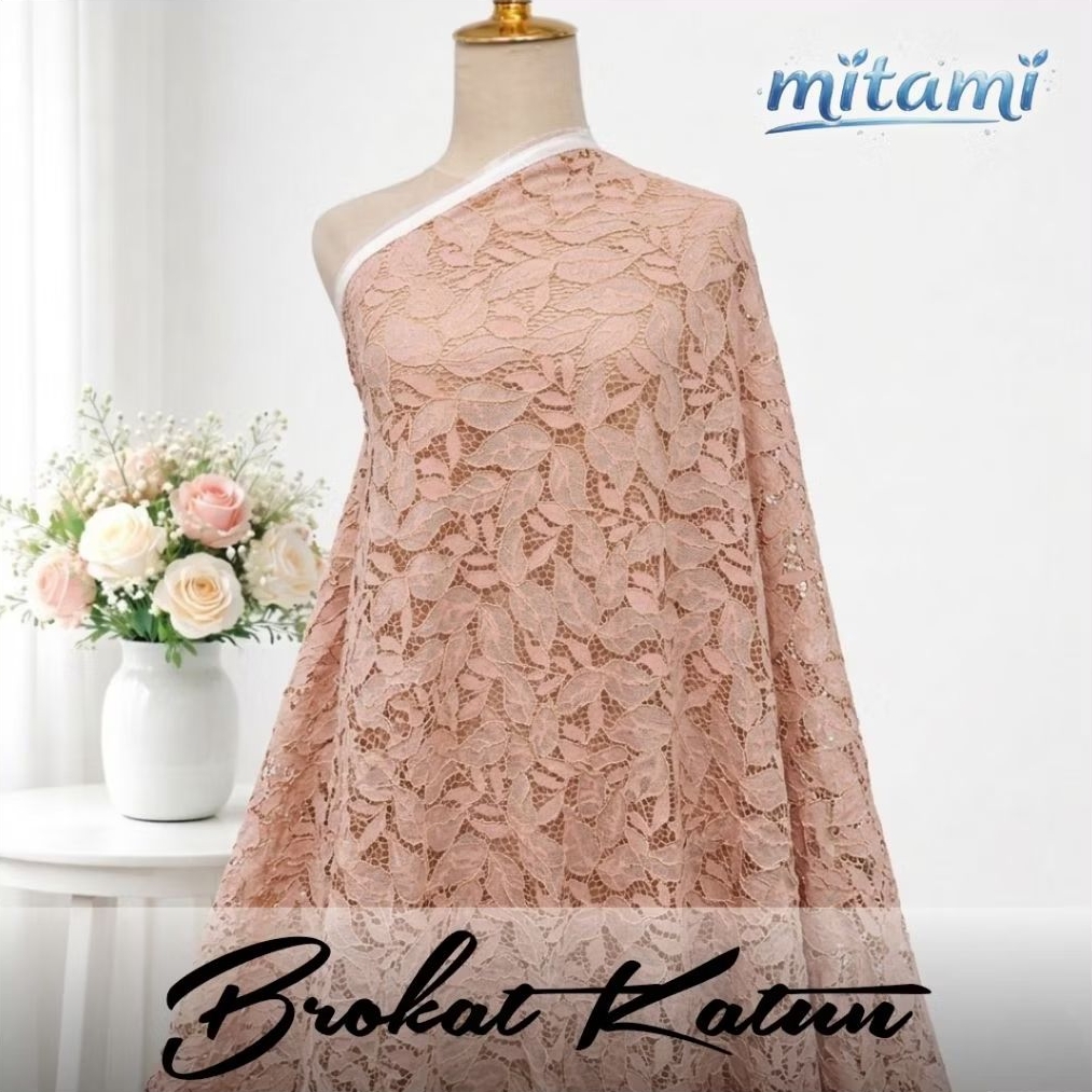MITAMI Kain Brokat Cord Lace Premium Motif Daun (Harga Per 0,5)
