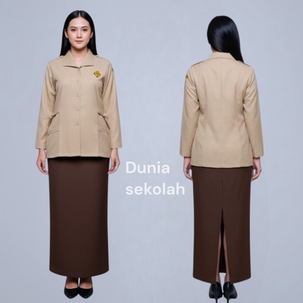 Setelan Seragam Pramuka SMA Penegak Guru Pembina PNS Wanita Perempuan Baju Rok Bahan Rapilo Nasional