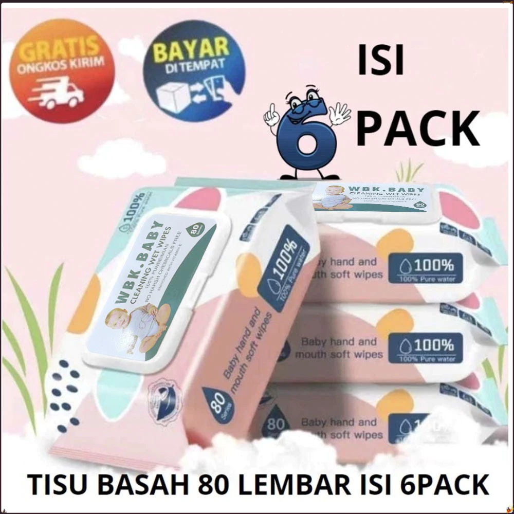 6PACK Murah! Murah! Murah! Tisu Basah Bayi, Khusus untuk Tangan dan Mulut, Bayi, Anak-Anak, dan Bali
