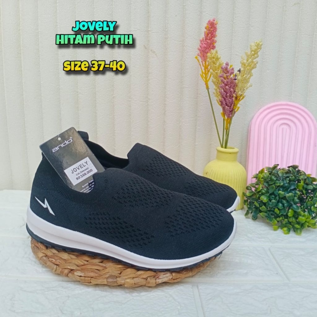 SEPATU SLIP ON CASUAL WANITA ANDO STENCY SLIP ON WANITA ANDO TISELLA SIZE 37-40 - SEPATU SEKOLAH FUL