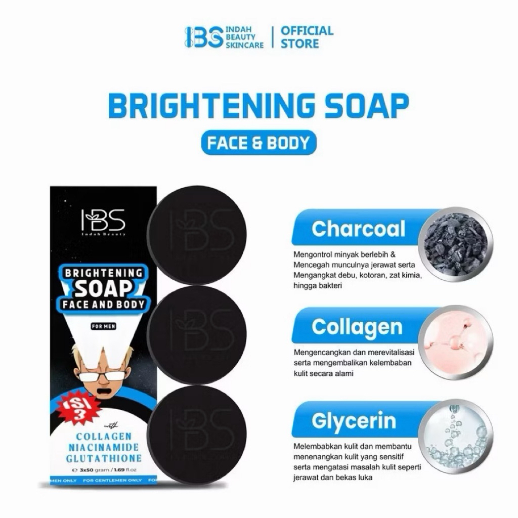 SABUN IBS FOR MEN BRIGHTENING SOAP ISI 3