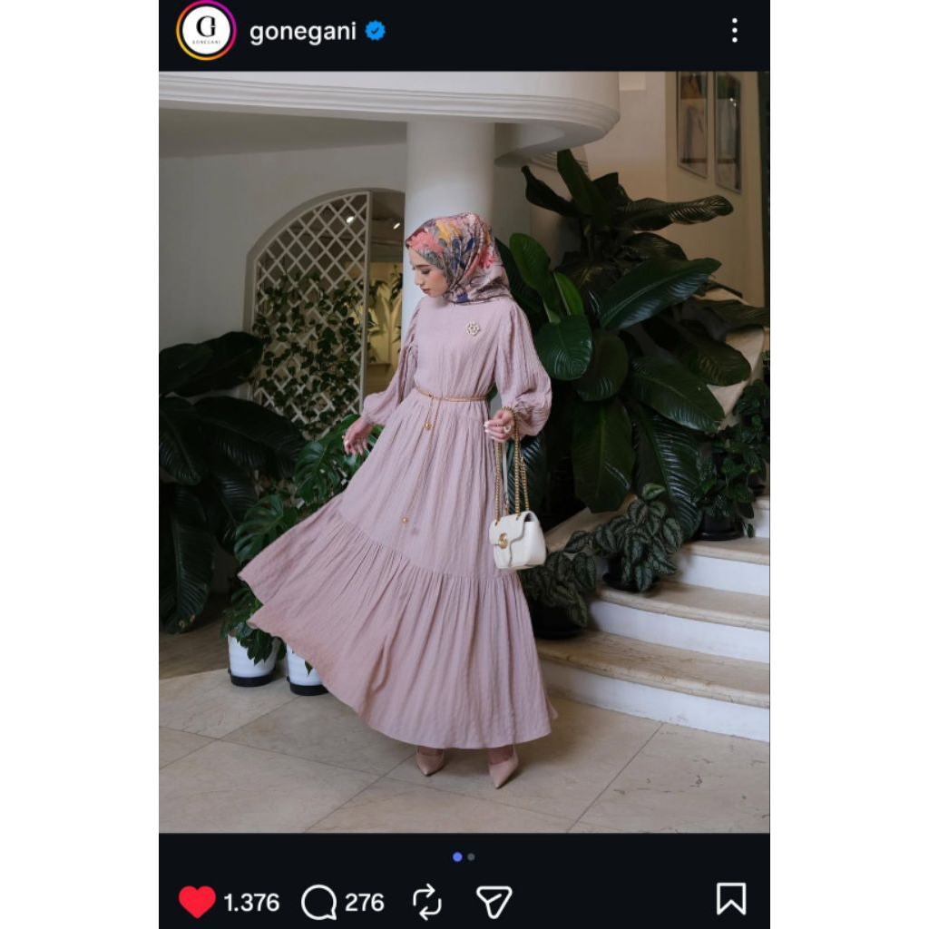 Preloved Ameena Dress warna PINK MILO by GONEGANI All Size