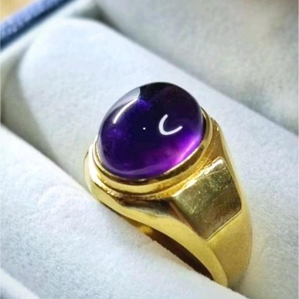Cincin Pria Batu Kecubung Ungu Kalimantan Super Mewah minimalis elegant
