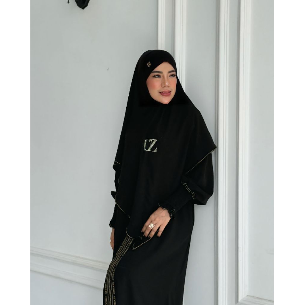 (UMIZAEN) Abaya Jetblack - Abaya Umroh Series - Abaya set khimar || Anti UV