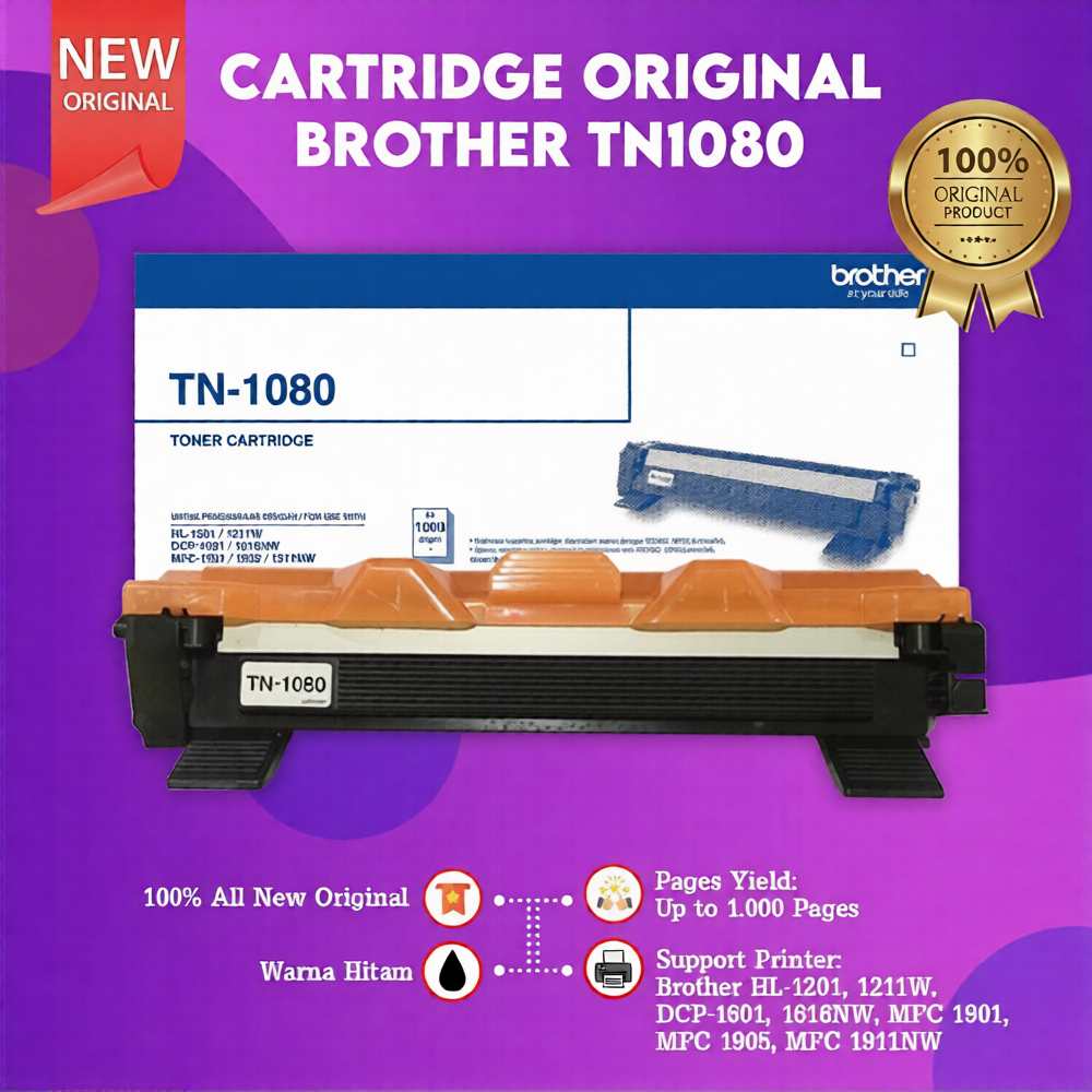 FixPrint Cartridge Original Brother TN1080 TN-1080 New, Printer Brother HL-1201 1211W DCP-1601 1616N