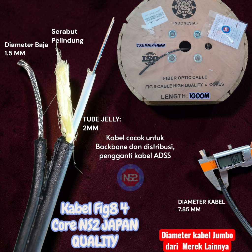 kabel fo 4 core fig 8 jelly tube NS2 high quality / dropcore 4 core fig8