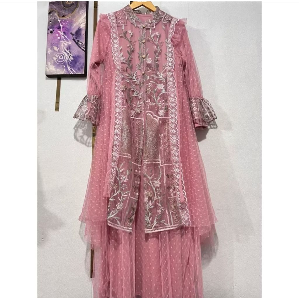 Gamis qaishara dress brukat panjang inner outer busui