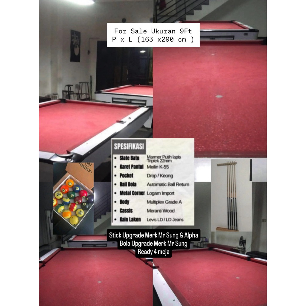 MEJA BILLIARD 9 FEET LOKAL