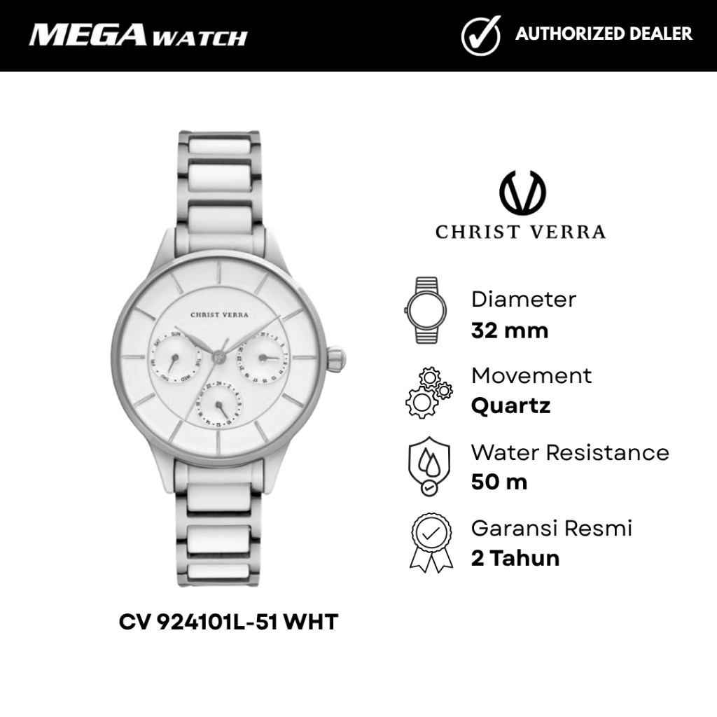 Jam Tangan CHRIST VERRA CHRIST VERRA Wanita Original CV 924101L-51 WHT
