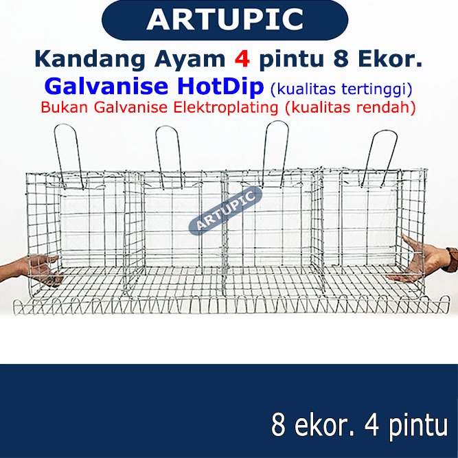 Kandang Ayam 4 Pintu Baterai Petelur Galvanis Kawat Layer Artupic