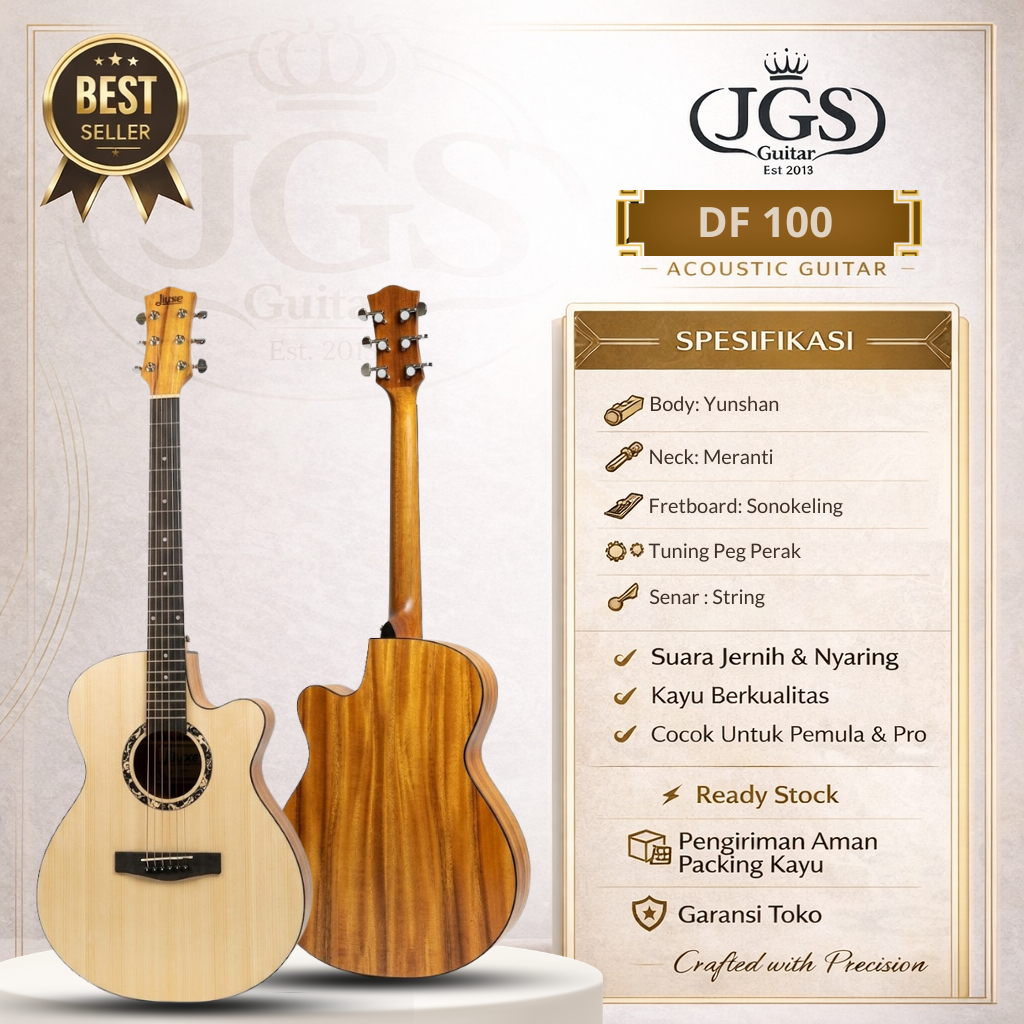GITAR AKUSTIK/AKUSTIK ELEKTRIK ORIGINAL PABRIK DLUXE DF100