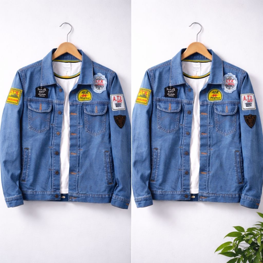 jaket jeans pria sanghai tempel bulu denim pria kasual pria jaket cowo by MM.store