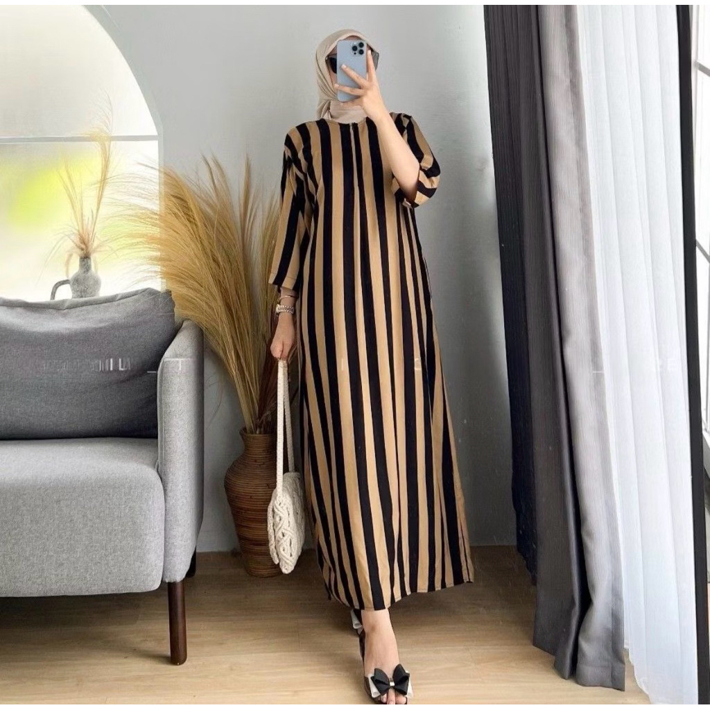Daster Femme Premium Wanita, Dress Panjang Motif Elegan, Lengan Panjang Adem, Long Dress Santai