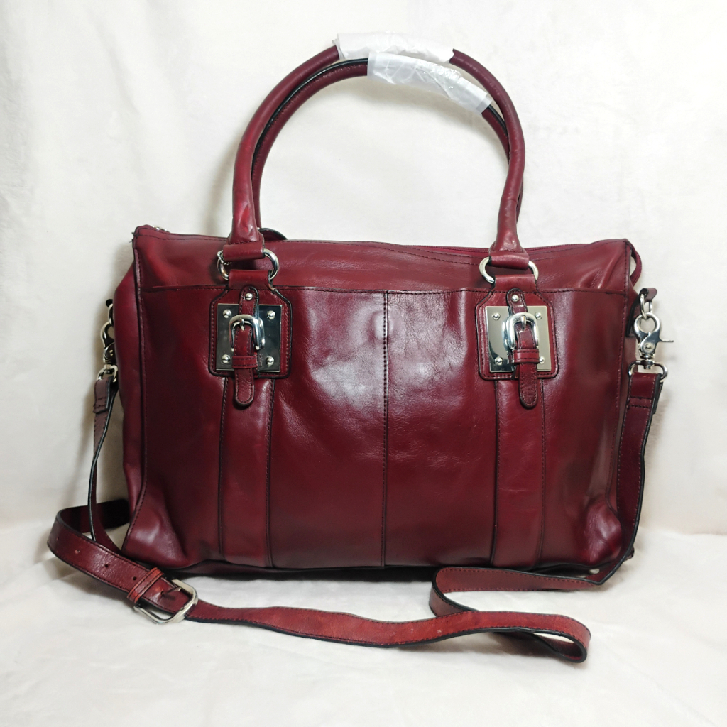 [ PRELOVED ] Tas Kulit Kulas Shoulder Bahu Slempang Merah Maron Kondisi Bagus - Wilson Leather
