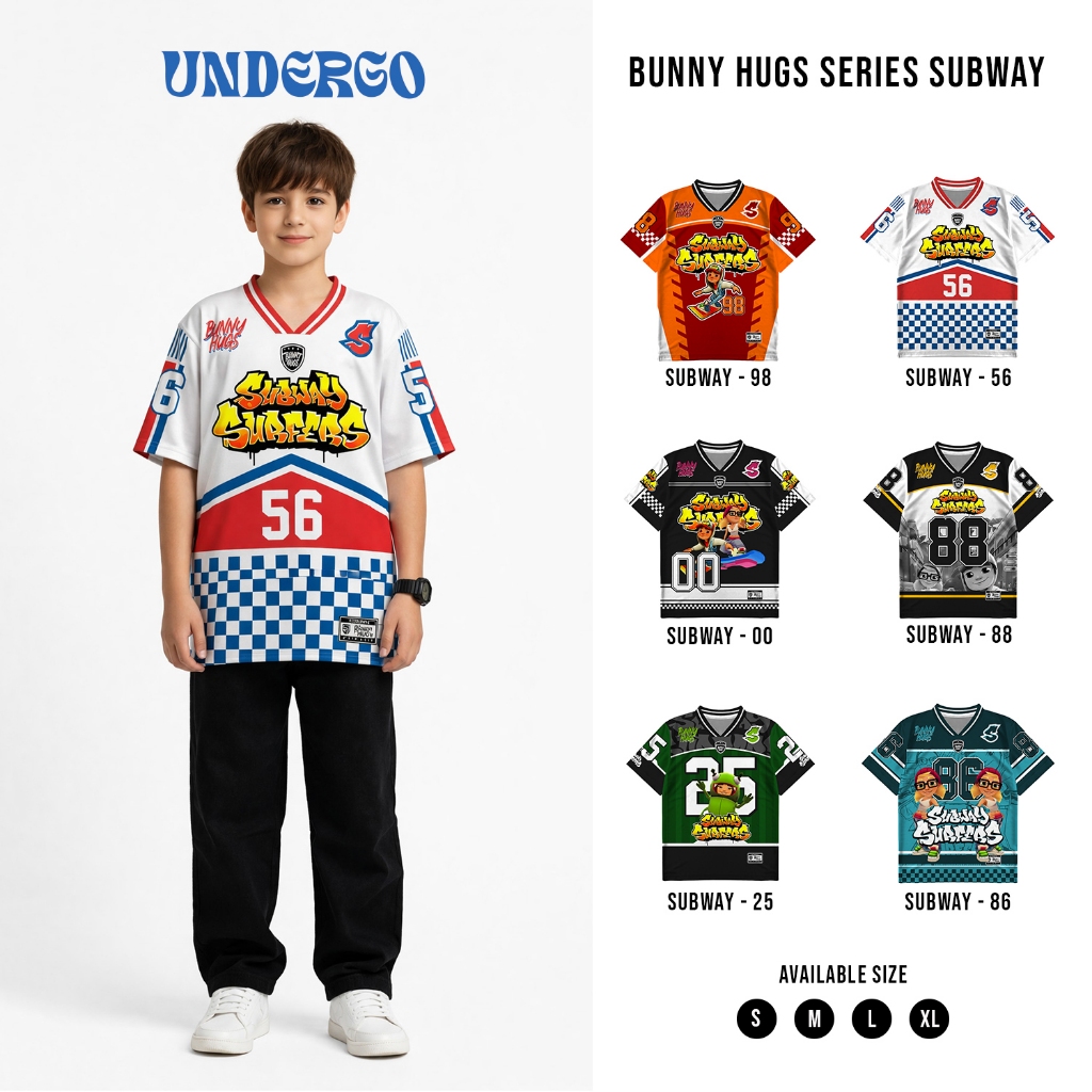 UNDERGO Jersey Anak Casual Full Printing Jersey Anak SubwaySurf Series Number 56