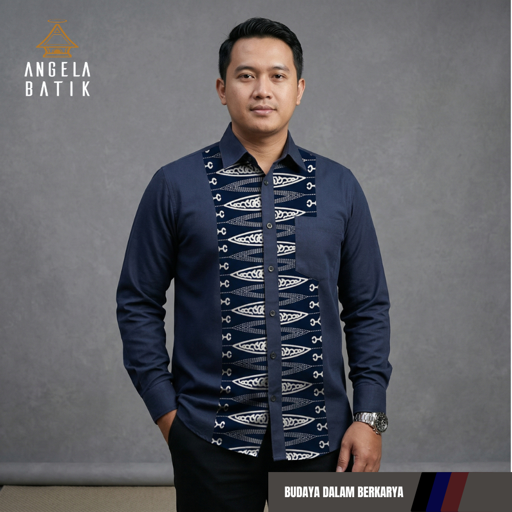Angela Batik | Kemeja Pria Lengan Panjang Motif Toraja TR33 | Batik Toraja Pria SE33