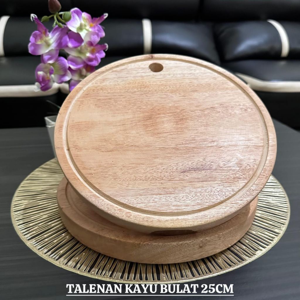 Talenan Kayu Bulat Tebal- Talenan Kayu Jati Aestethic - Talenan Daging Sayur Buah Murah Berkualitas