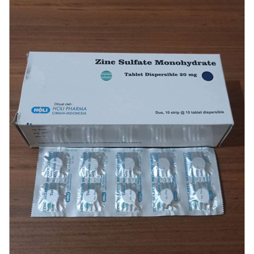 Zinc Sulfate Monohydrate Holi Tablet 20mg - Suplemen Tambahan untuk Diare Anak