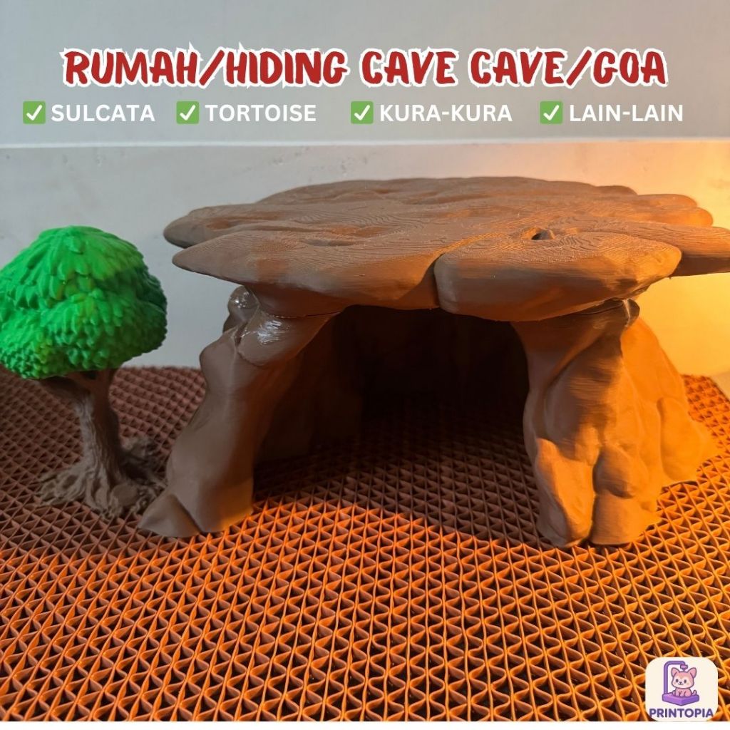 [POHON + WOOD] HIDING CAVE/RUMAH/GOA SULCATA TORTOISE KURA KURA REPTILE TEMPAT SEMBUNYI