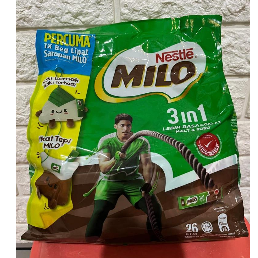 Milo 3in1 Susu Coklat 26 Sachet 33 Gram