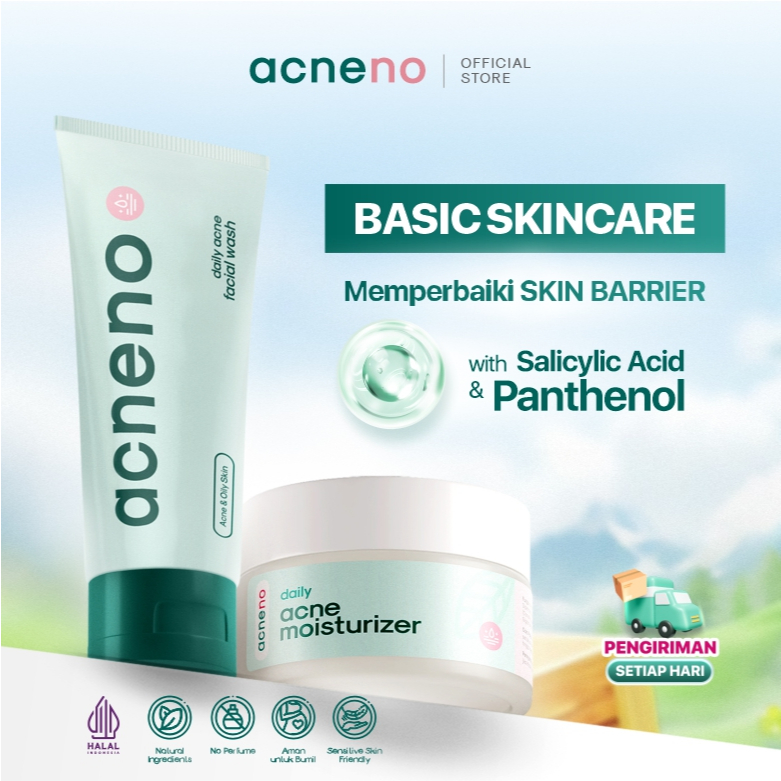 [BASIC SKINCARE] - Acneno Bundle Basic Skincare Daily Acne Facial Wash 80ml & Daily Acne Moisturizer