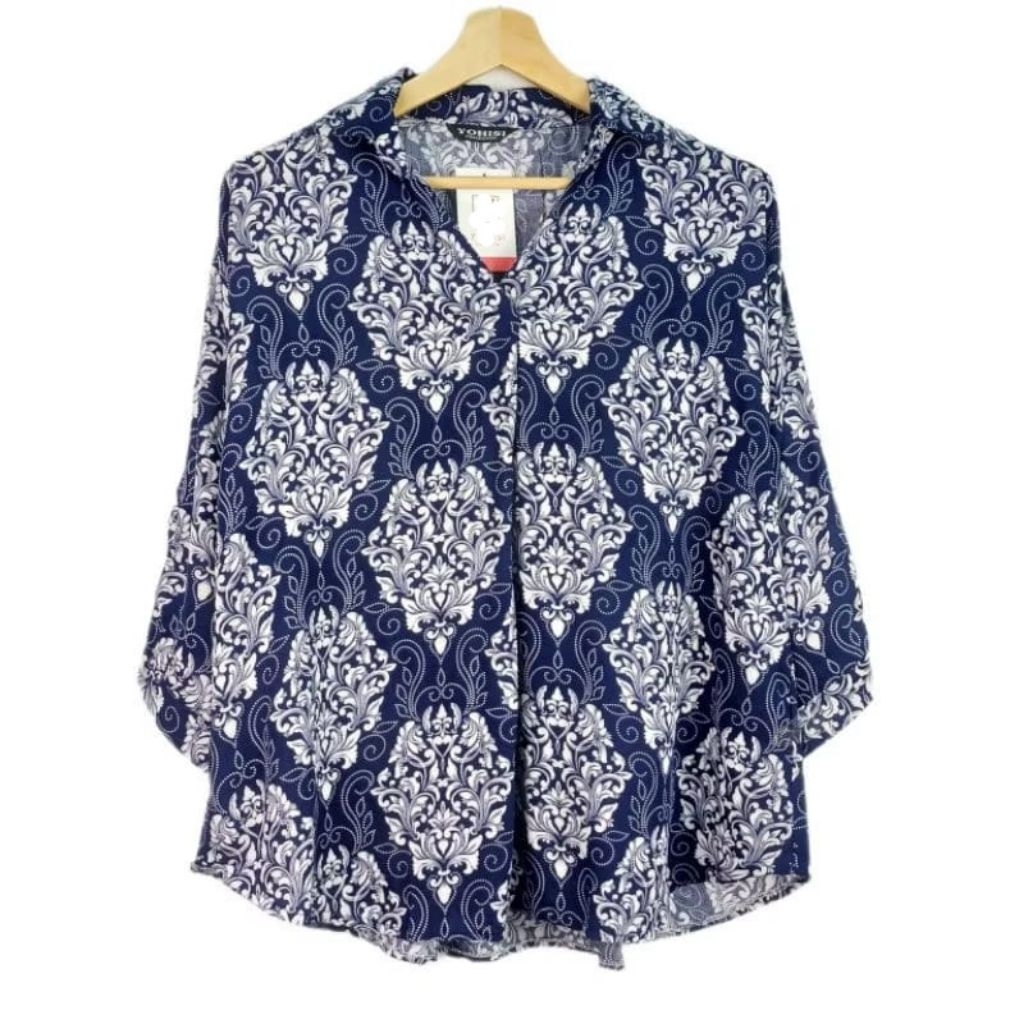 ATASAN WANITA LD130 120 110 BLOUSE rayon krah kemeja motif bunga