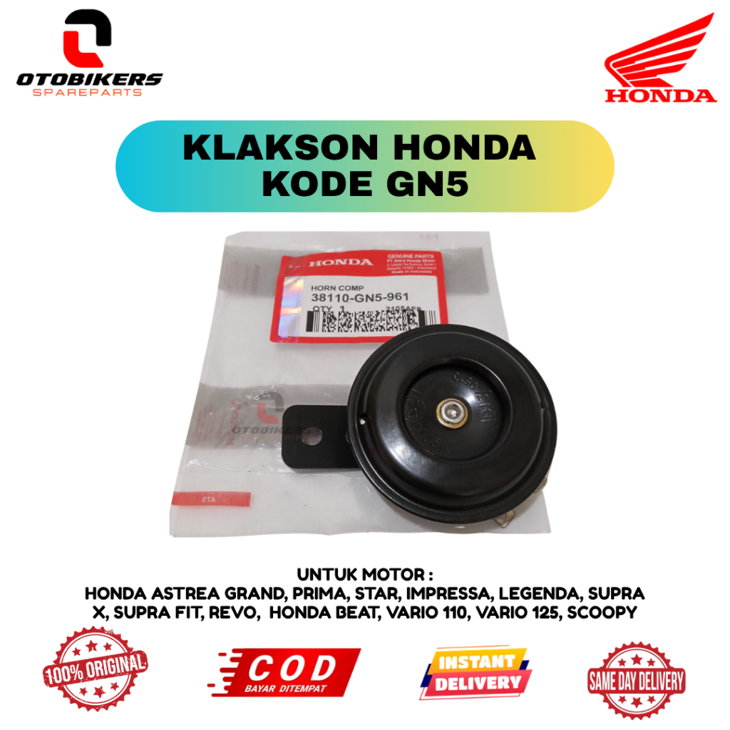 Klakson Honda GN5 Original untuk motor Honda Astrea Grand, Prima, Star, Impressa, Legenda, Supra X, 