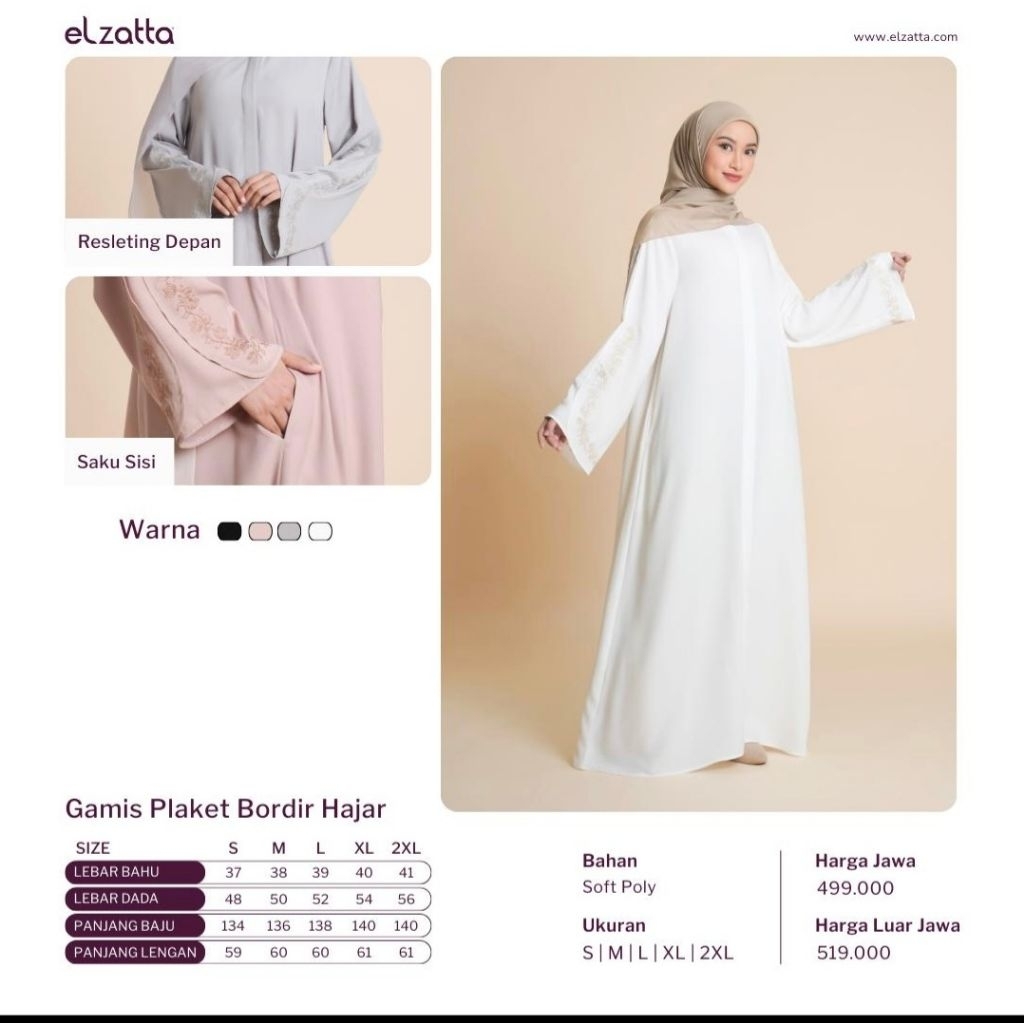 Gamis Plaket Bordir hajar gamis terbaru elzatta
