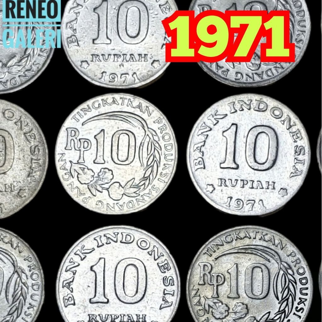 VF Bersih Koin Rp 10 Rupiah Tahun 1971 Uang Kuno logam Indonesia Cuci
