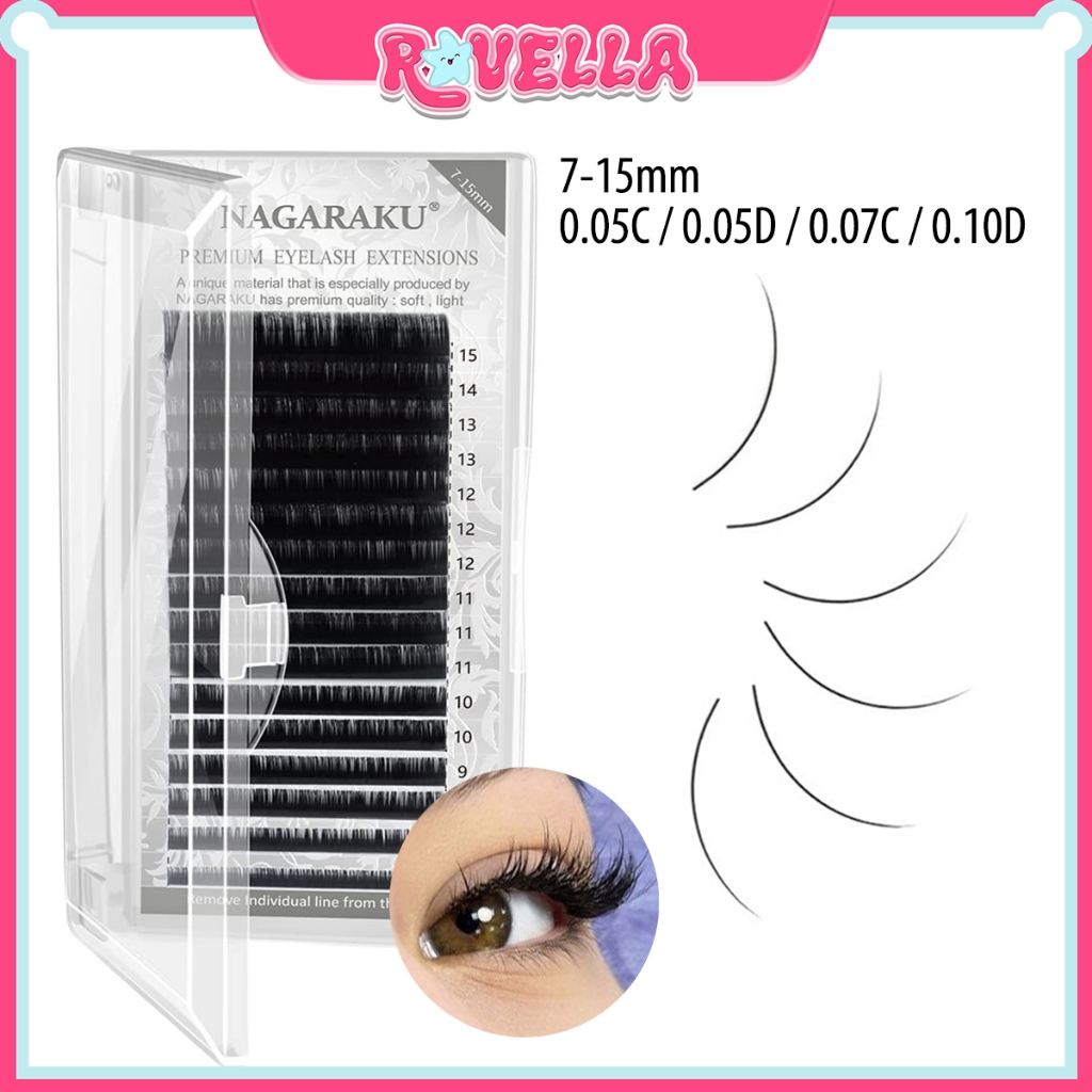 Nagaraku Bulu Mata Eyelash Extension Mix Size Tanam Bulumata Natural Halus