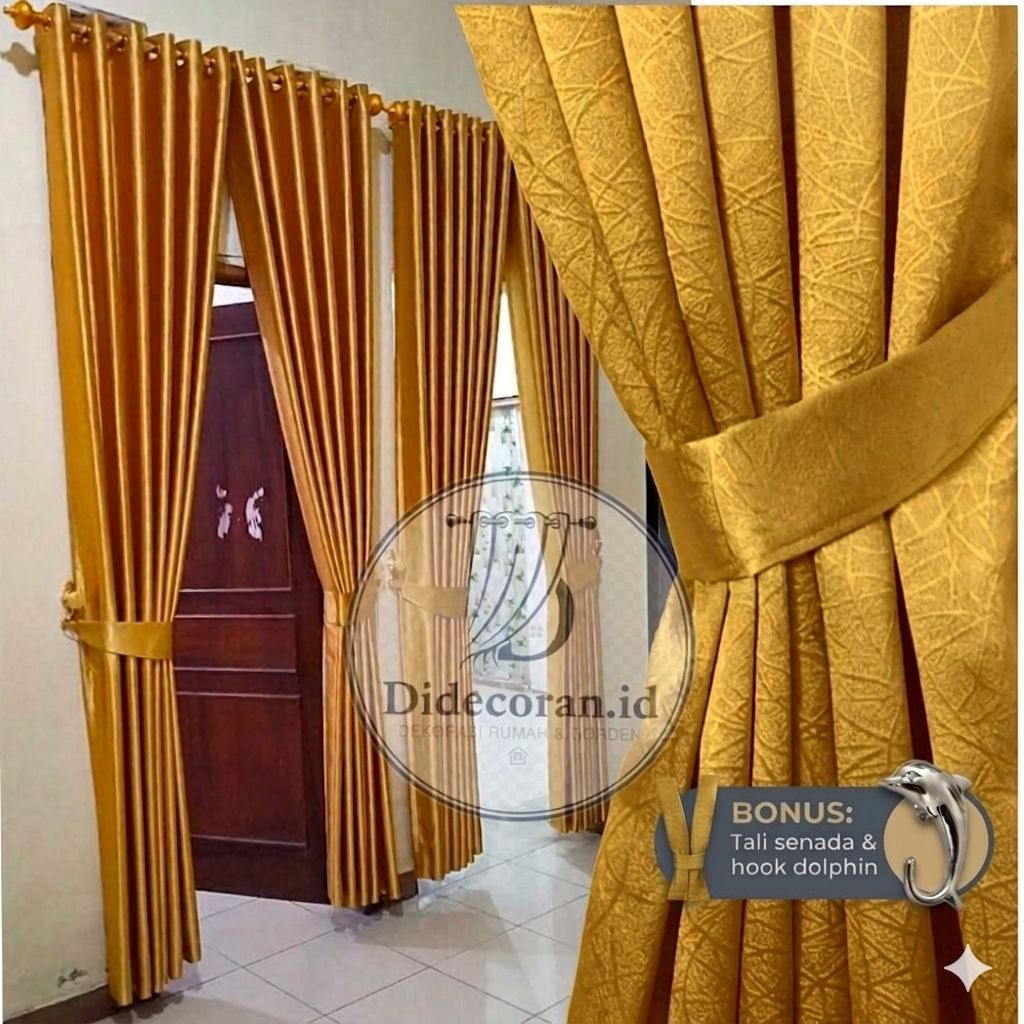 gorden blackout glosy premium untuk pintu dan jendela kamar ruang tamu minimalis gold