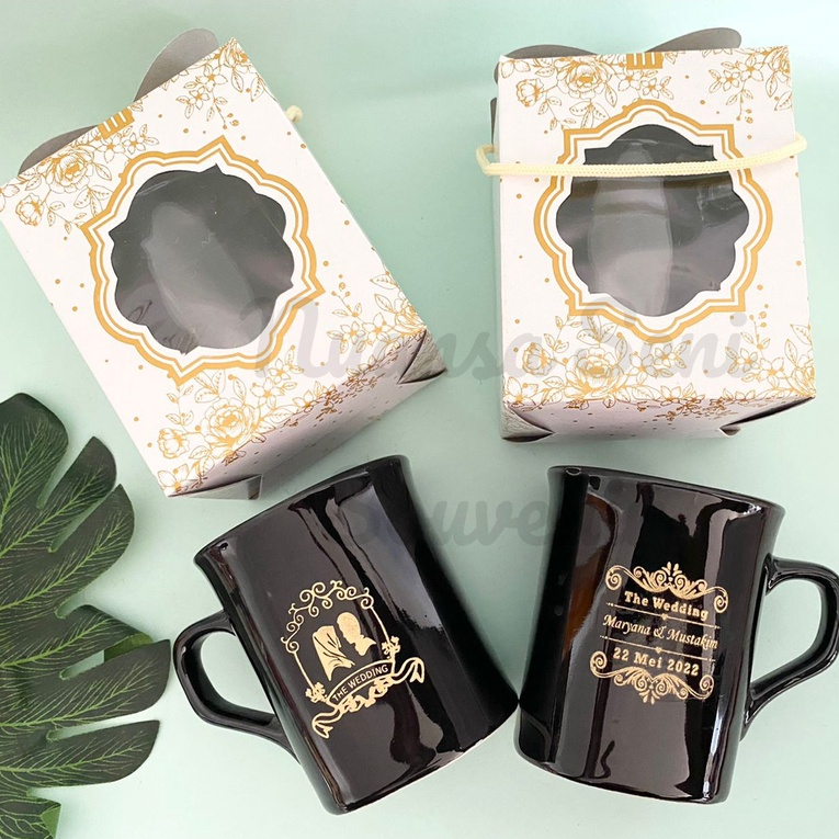 Souvenir Gelas Minum Gagang Keramik Mug Nescafe Cangkir Kopi Stoneware Warna Sablon Kemas Box