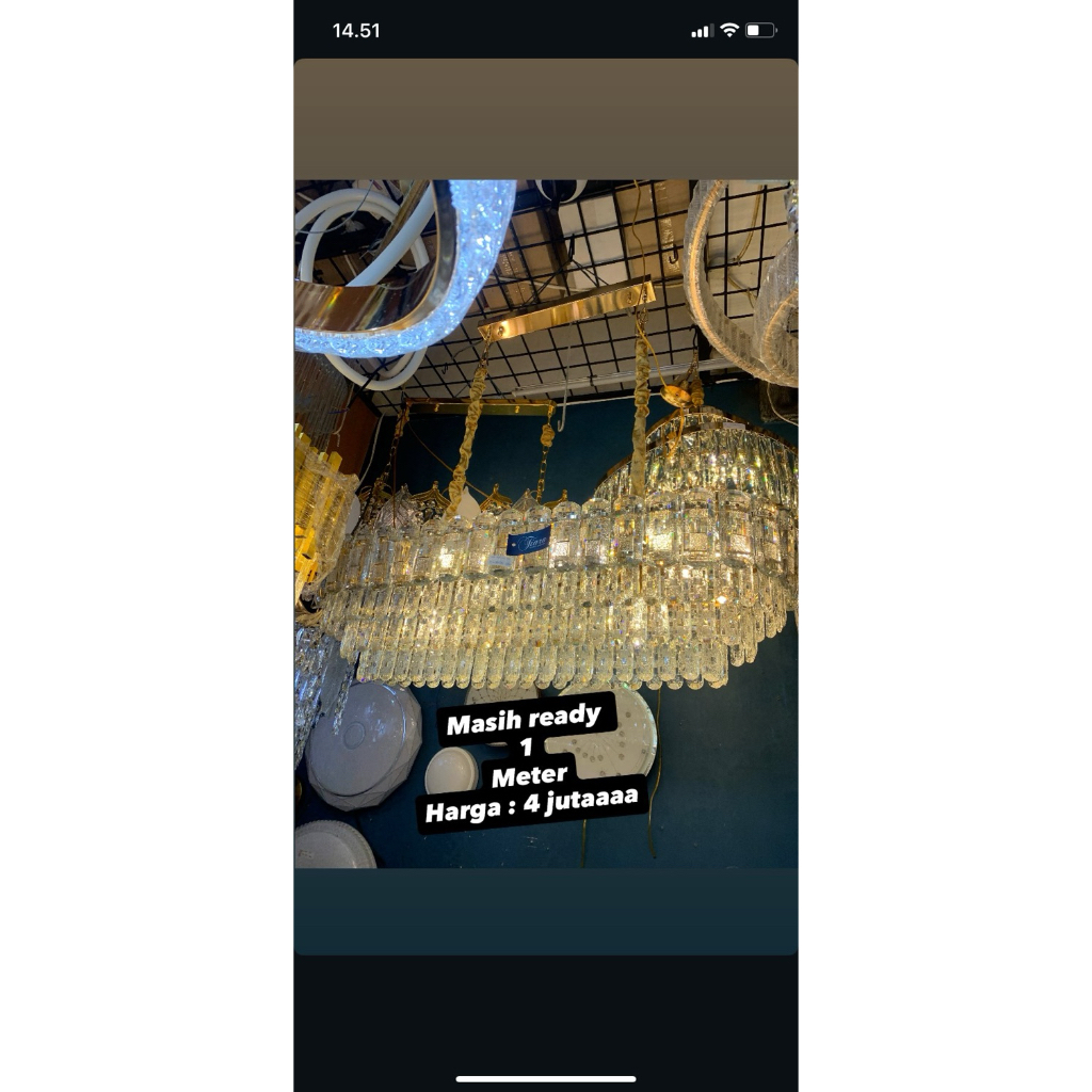LAMPU MEJA MAKAN LUXURY KRISTAL 1 METER