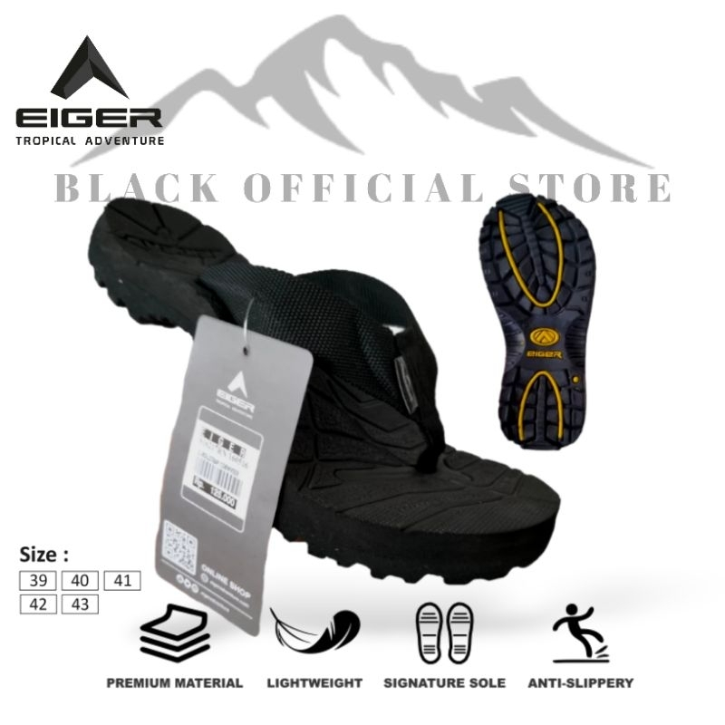 EIGER1998 - Sandal Gunung Japit Outdoor Premium Hitam Pria Wanita
